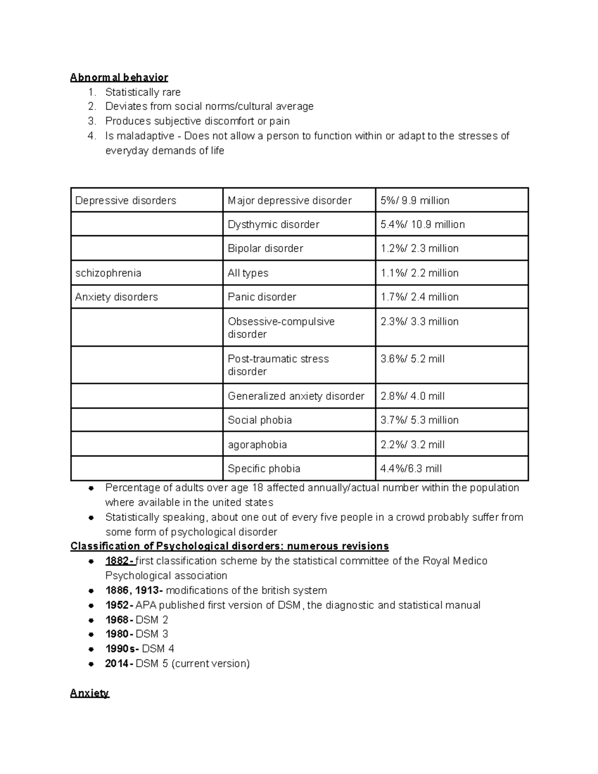 Psychological Disorders - Abnormal behavior 1. Statistically rare 2 ...