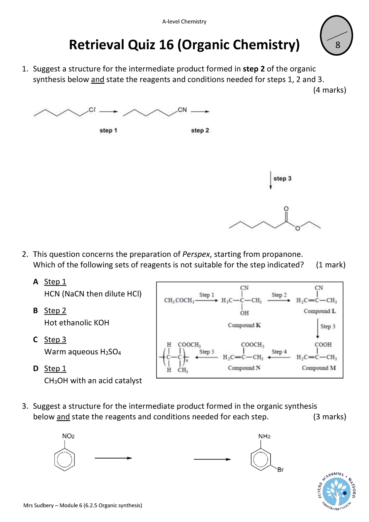 Organic Chemistry 16. Organic Synthesis 25 - A-level Chemistry Mrs ...