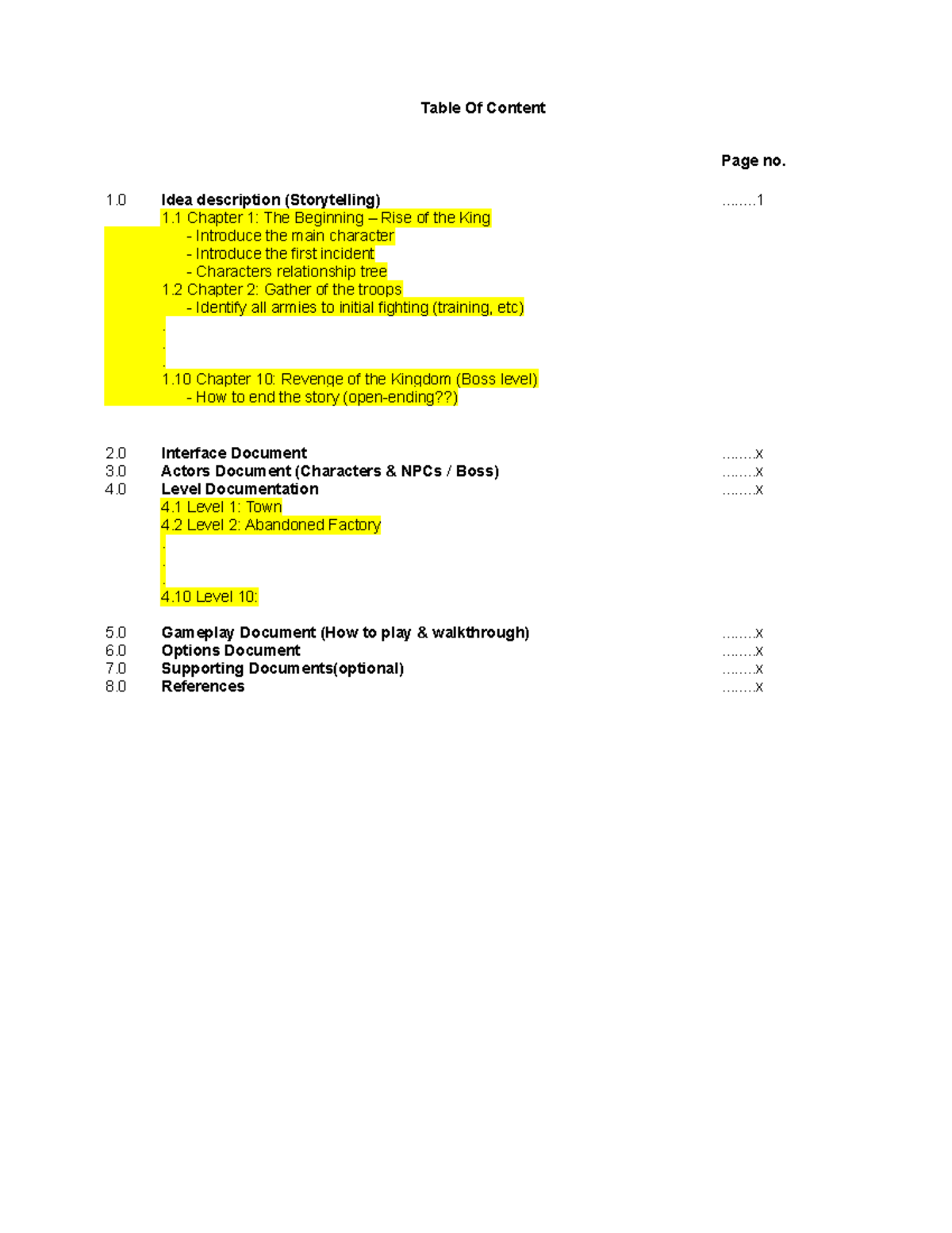 Assignment Template DGDR - Table Of Content Page no. 1 Idea description ...