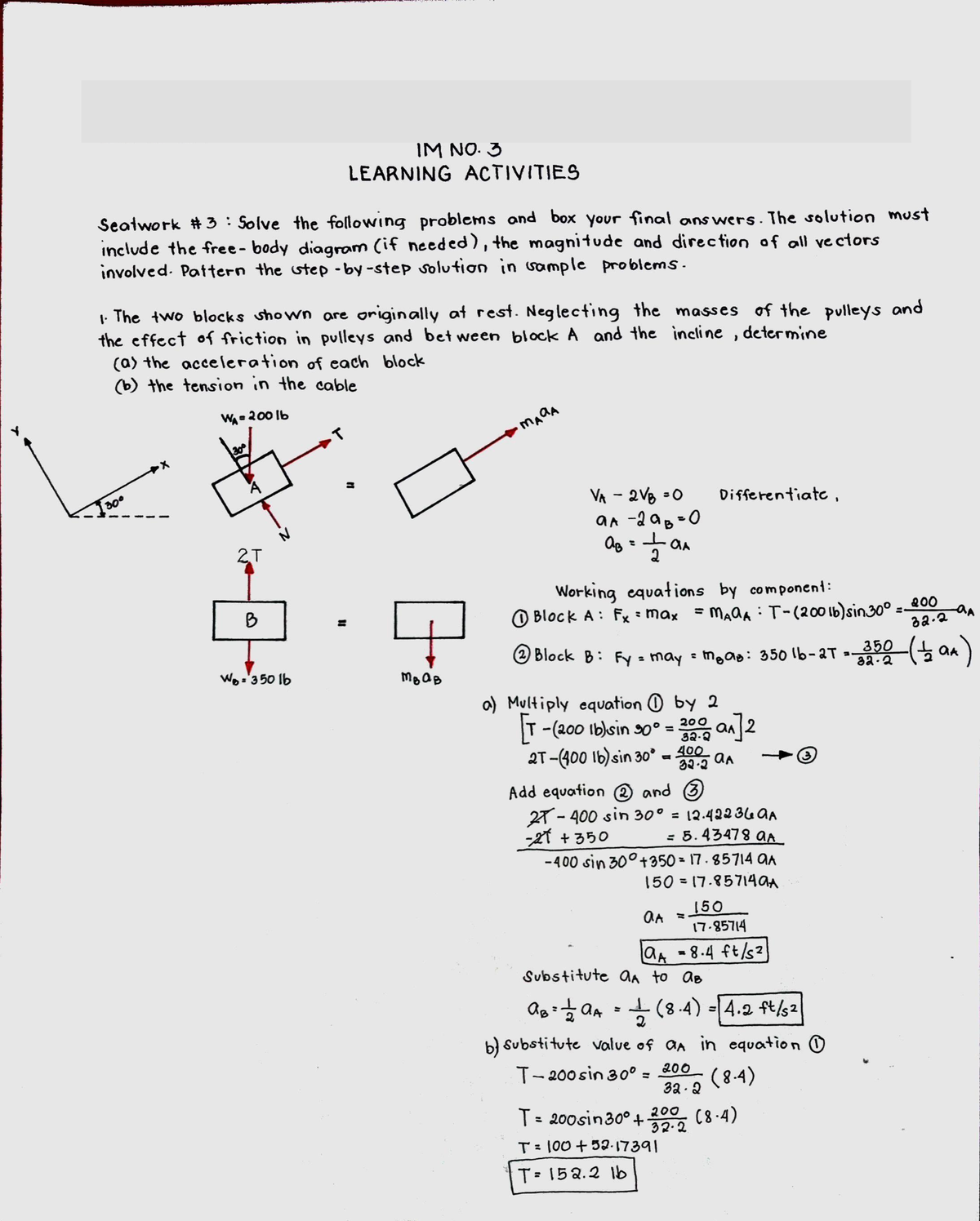 Dynamicsof Rigid Bodies IM0 Learning Activities Seatwork 3 - BIAG ...