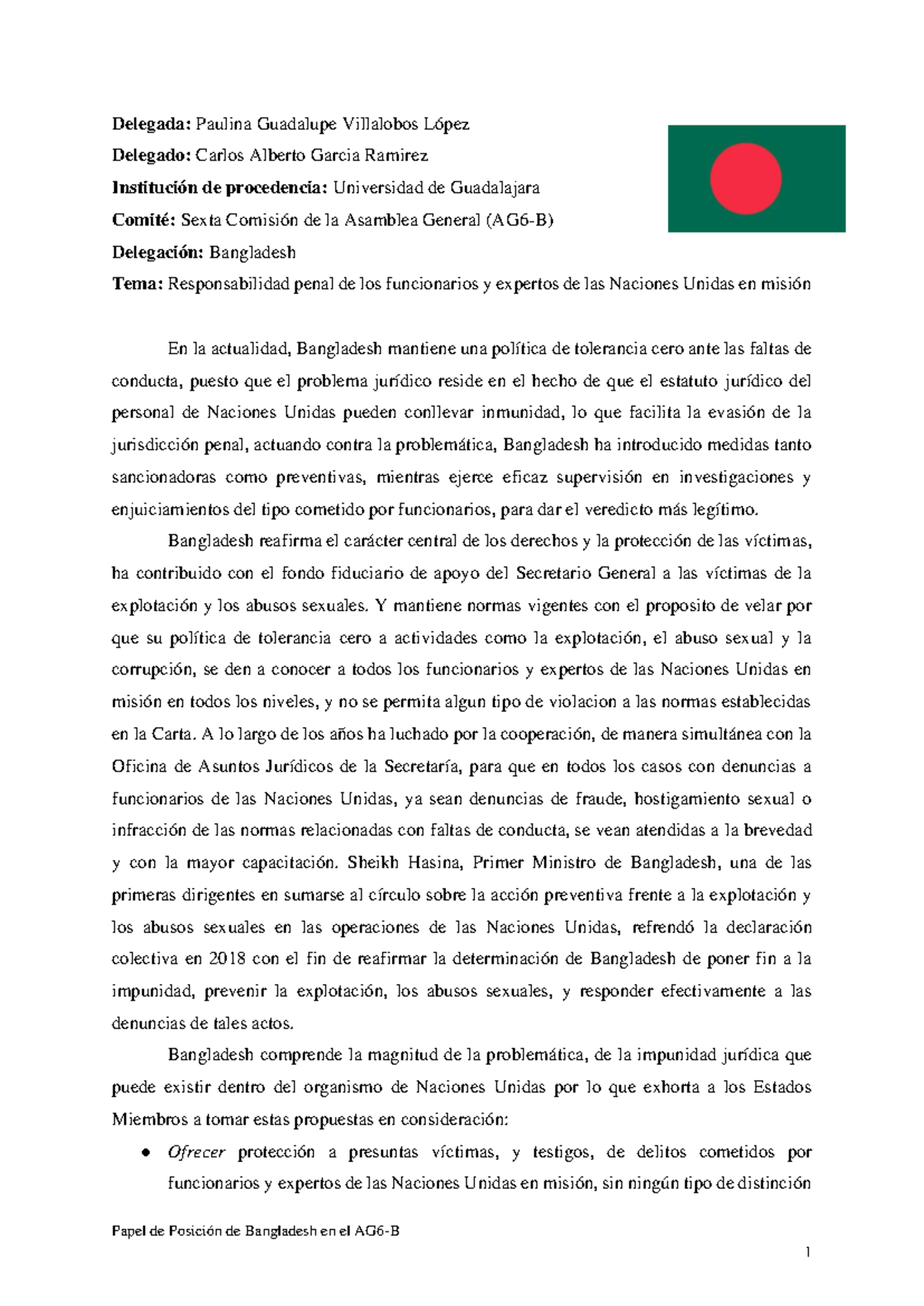 Documento De Posición Responsabilidad Penal FENU Bangladesh - Papel De ...