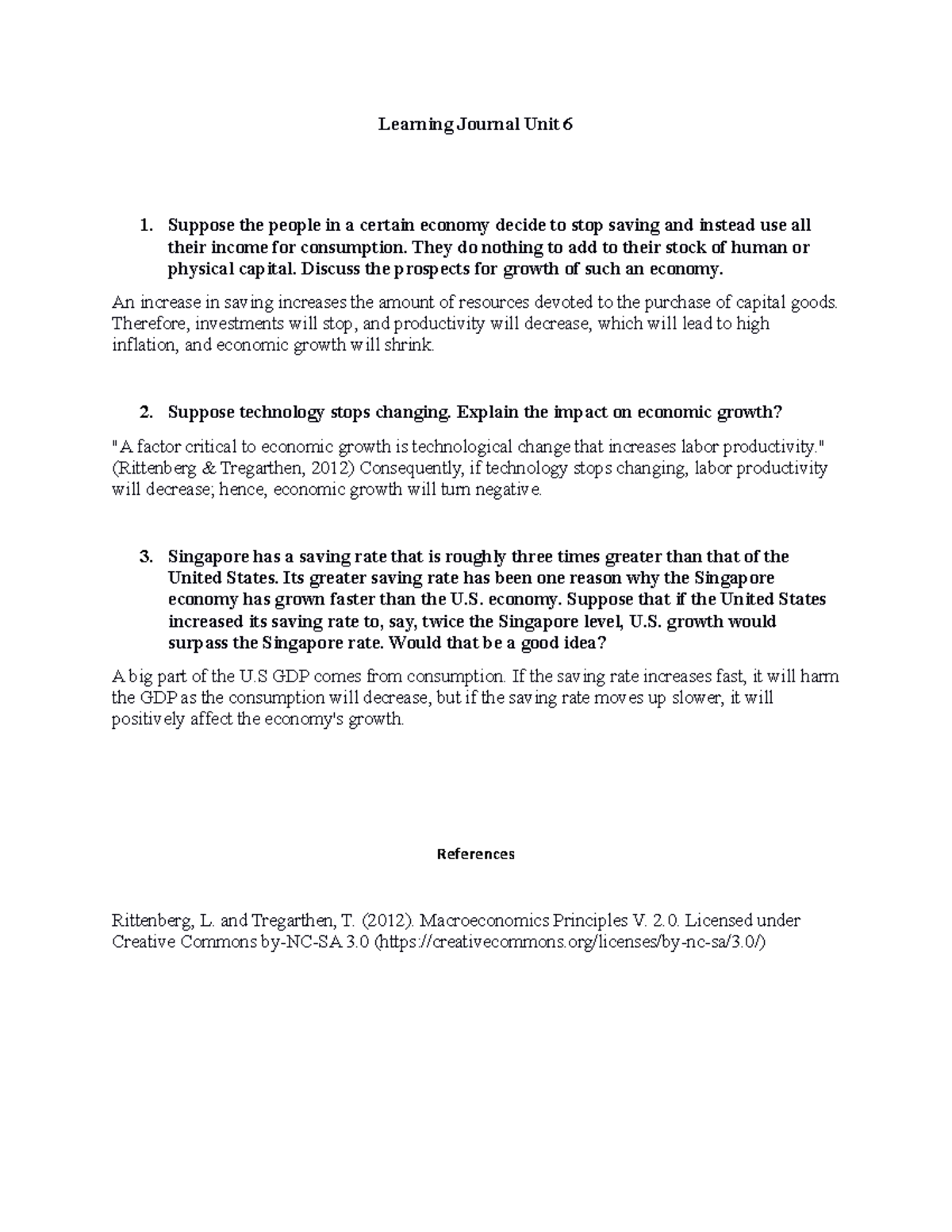 BUS 1104 Learning Journal Unit 6 - Learning Journal Unit 6 Suppose the ...