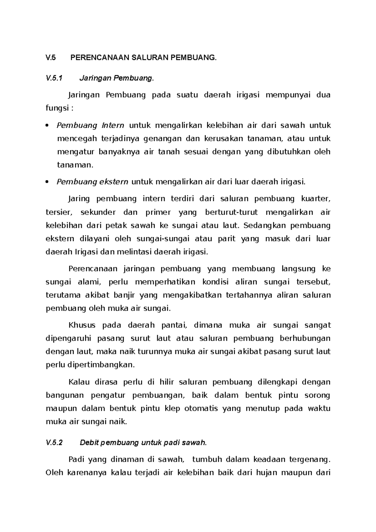 Perancangan Irigasi Dan Bangunan Air - Subbab 5.5.1-5.5.2 - V ...