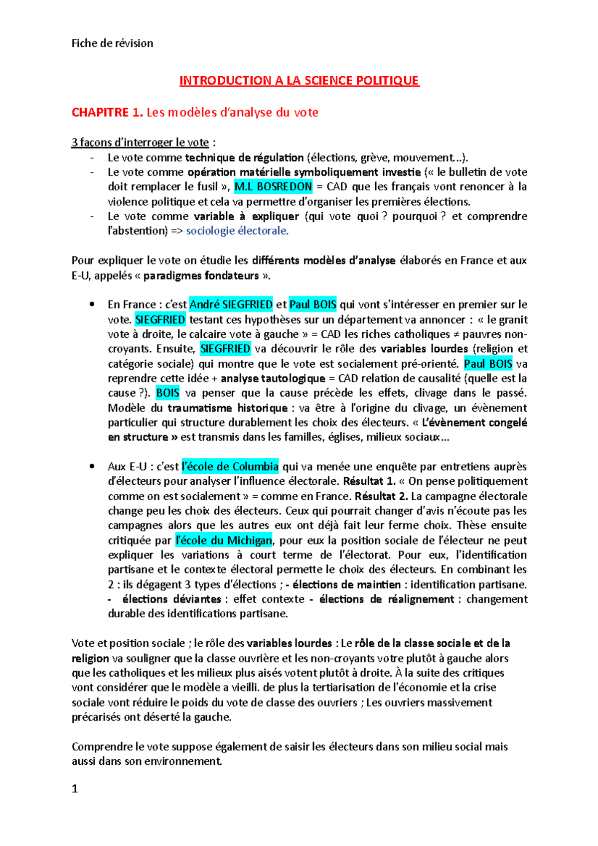 Révision - cours de science politique - INTRODUCTION A LA SCIENCE ...