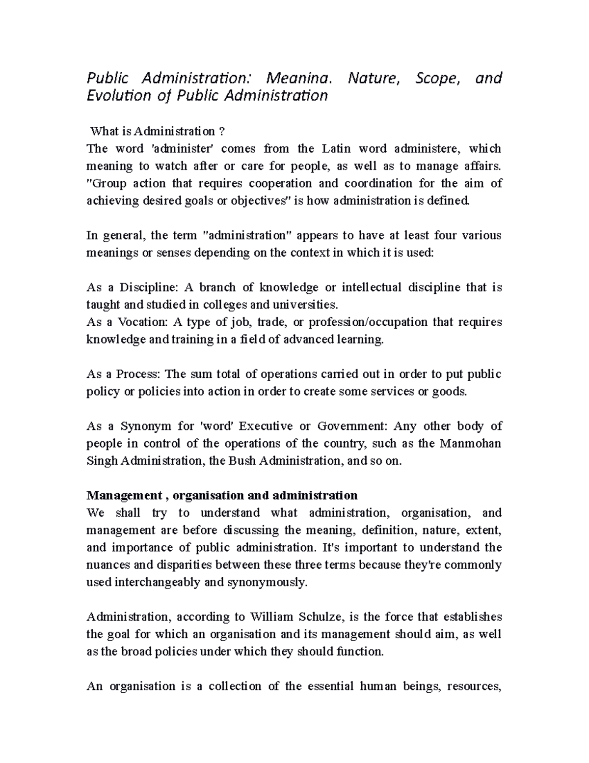 Public Administration Meaning, Nature, Scope, And Evolution Of Public ...