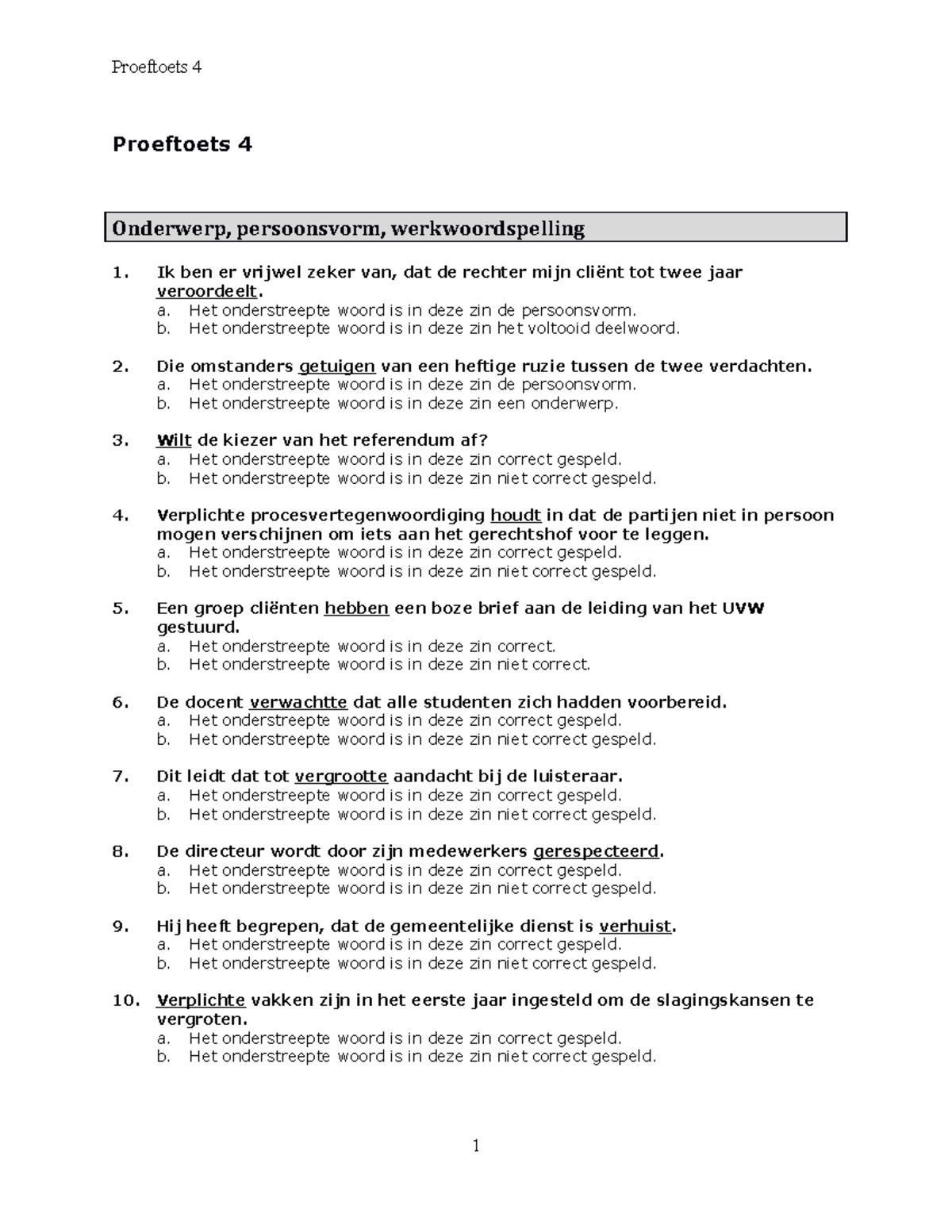 Proef/oefen Tentamen, Vragen En Antwoorden - Proeftoets 4 Proeftoets 4 ...