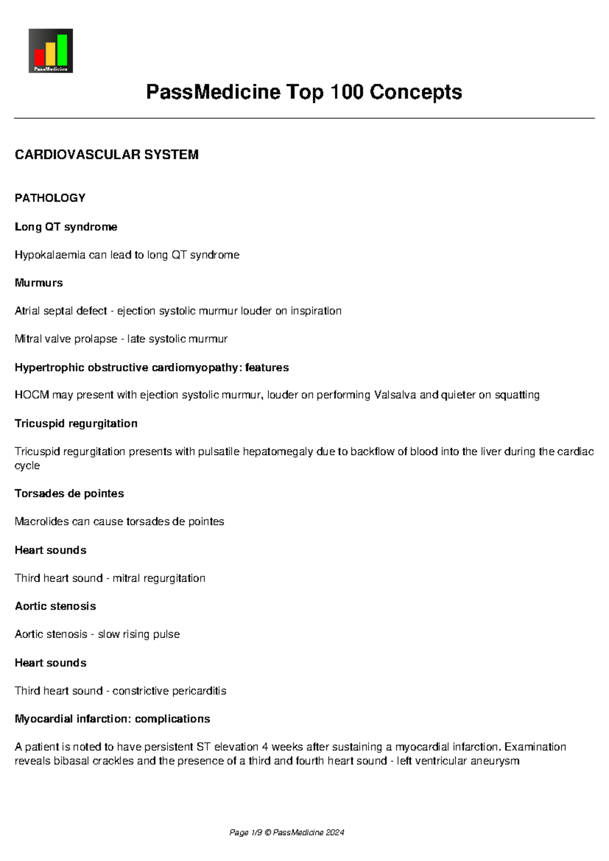 Passmedicine top 100 concepts - PassMedicine Top 100 Concepts ...