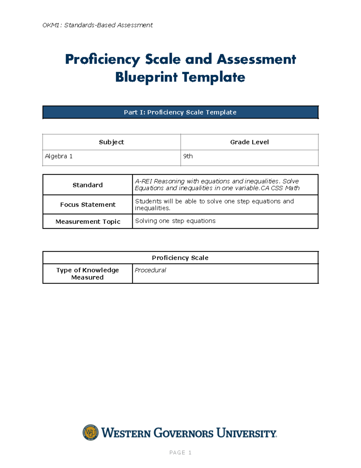 D184 task 2 - d184 task 2 - OKM1: Standards-Based Assessment ...