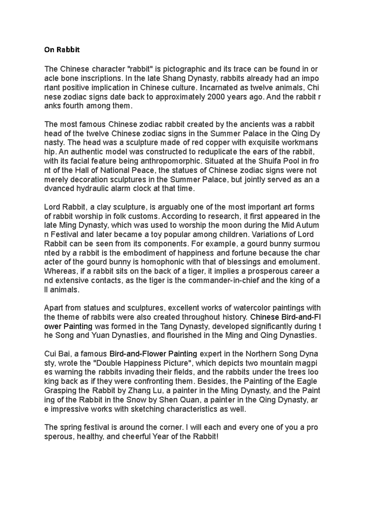On Rabbit - a passage about chinese folklore - On Rabbit The Chinese ...
