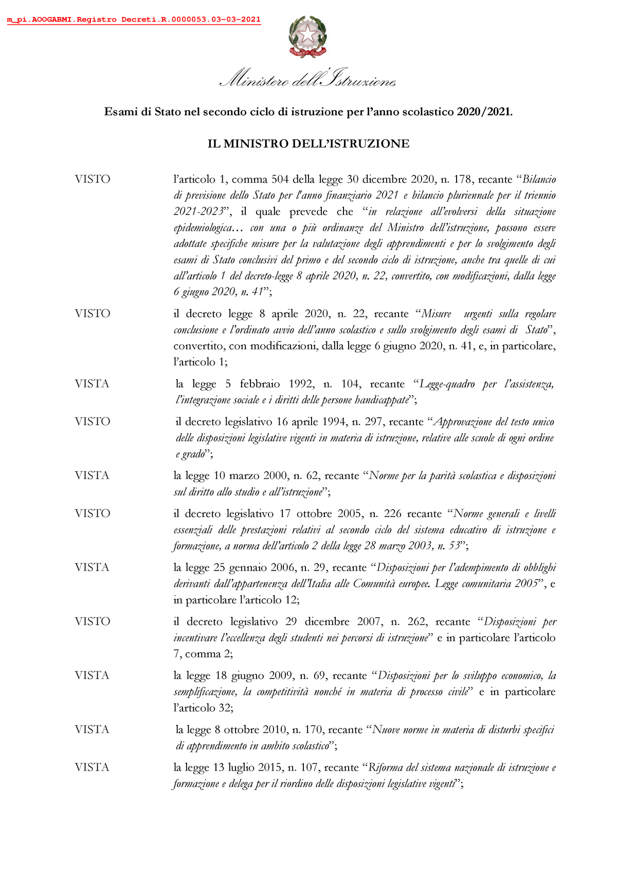 OMEsami di Stato nel secondo ciclo di istruzione per lanno scolastico