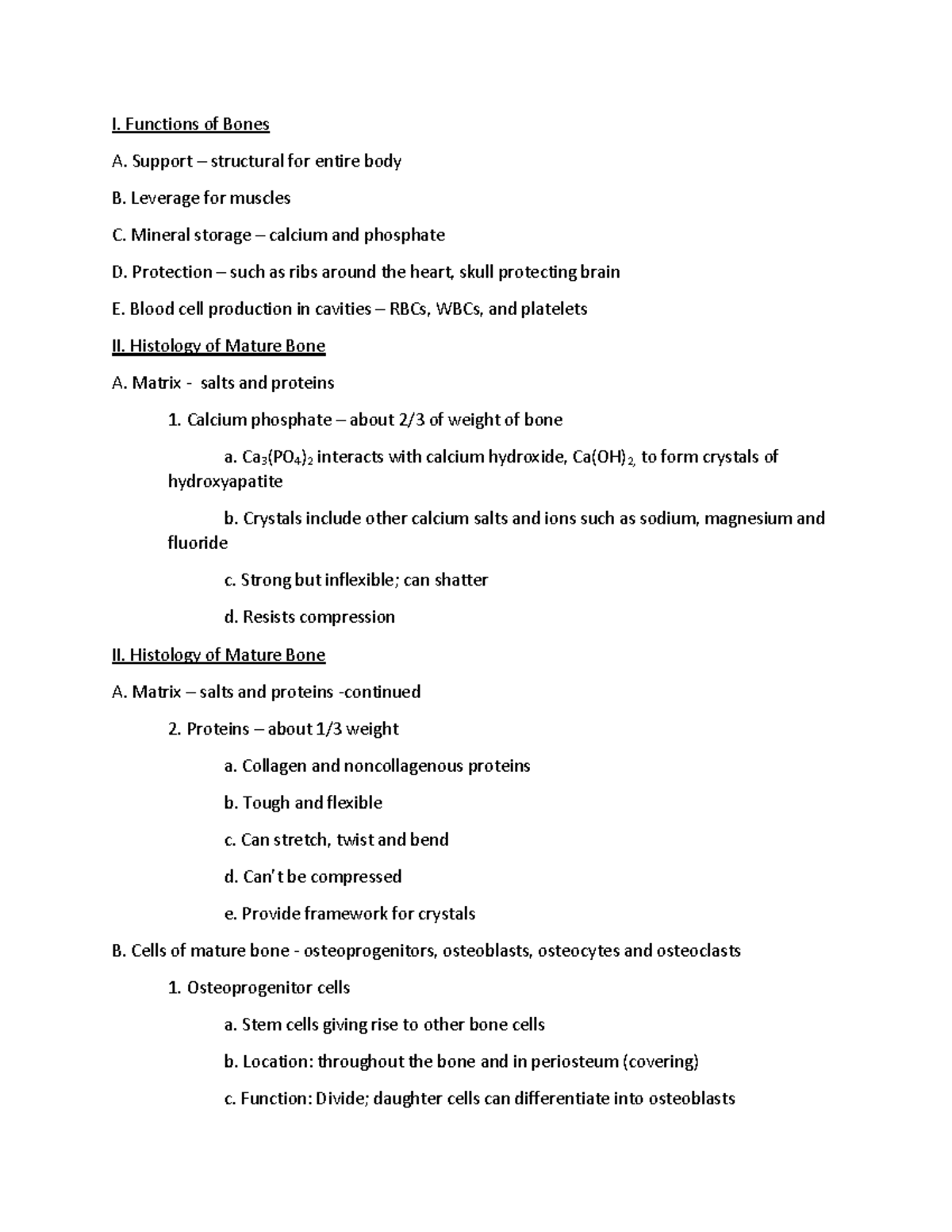 Bone System Outline - My lecture notes for class - Human Morphology and ...