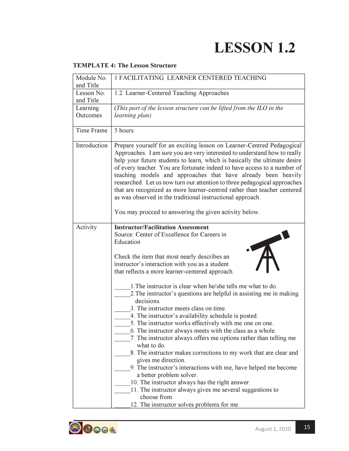 Module - 2 2021 Notes - LESSON 1. TEMPLATE 4: The Lesson Structure ...