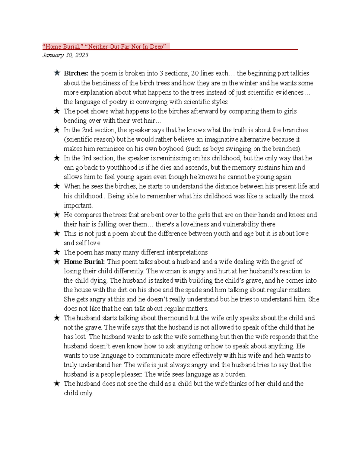 American Lit Home Burial “Home Burial,” “Neither Out Far Nor In Deep