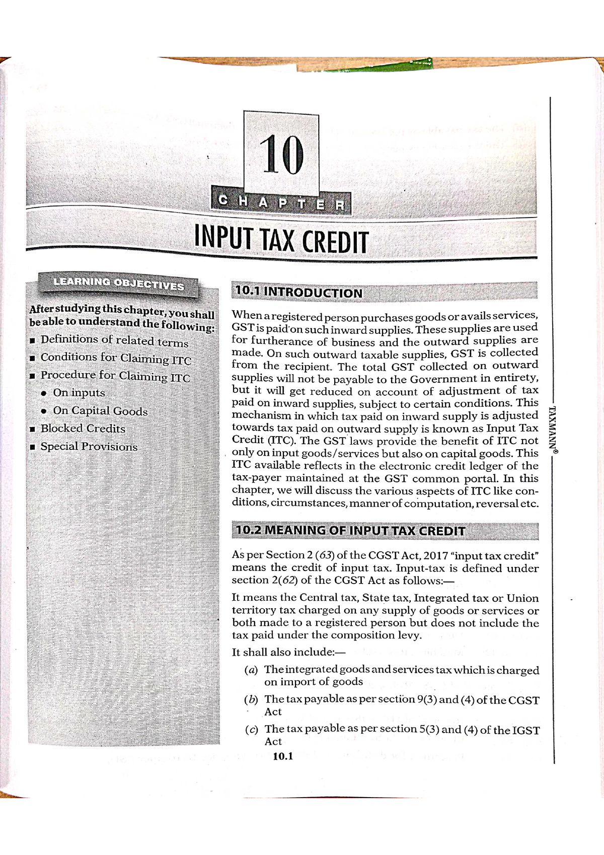 input tax credit research paper