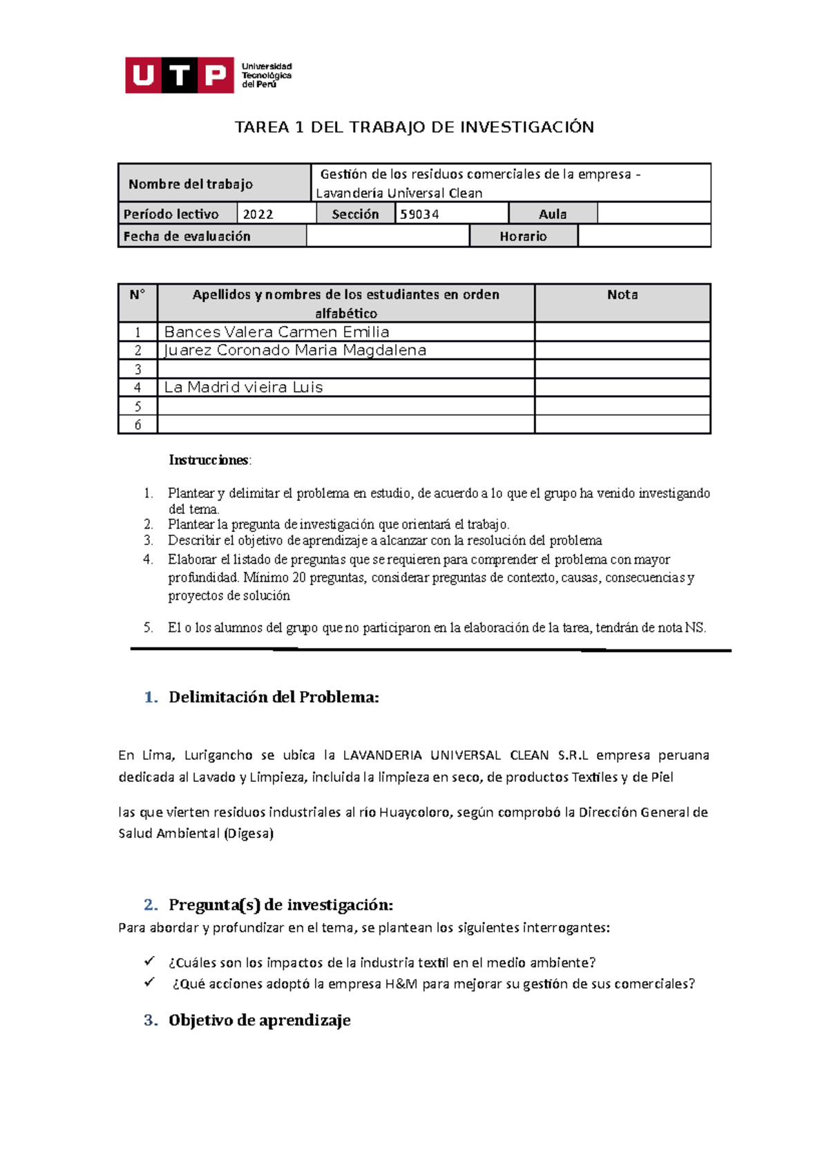 Tarea 1- Delimitacion del tema de investigacion - TAREA 1 DEL TRABAJO ...