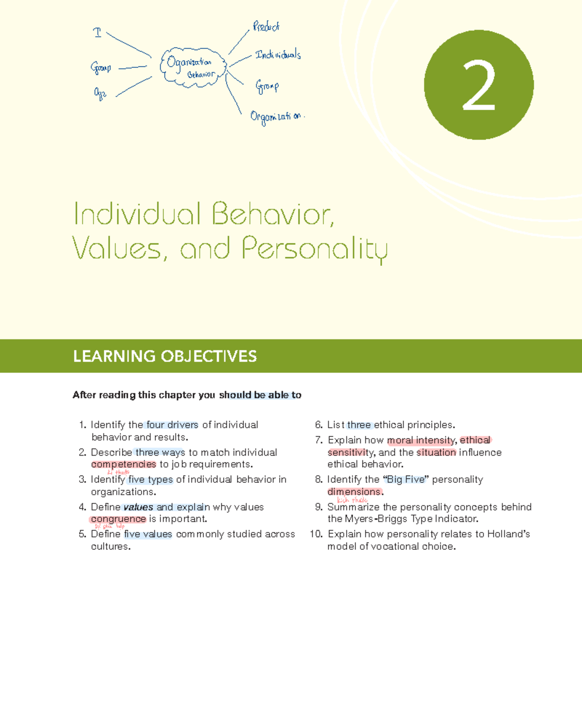Module 2 Individual Behavior, Values, and Personality 2 Identify the