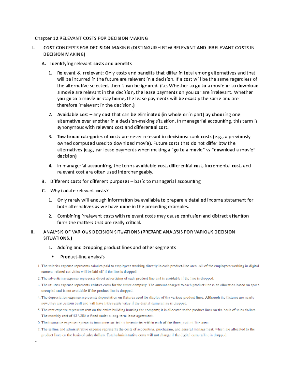 Chapter 12 - Summary - Managerial Accounting 11e - Chapter 12 RELEVANT ...