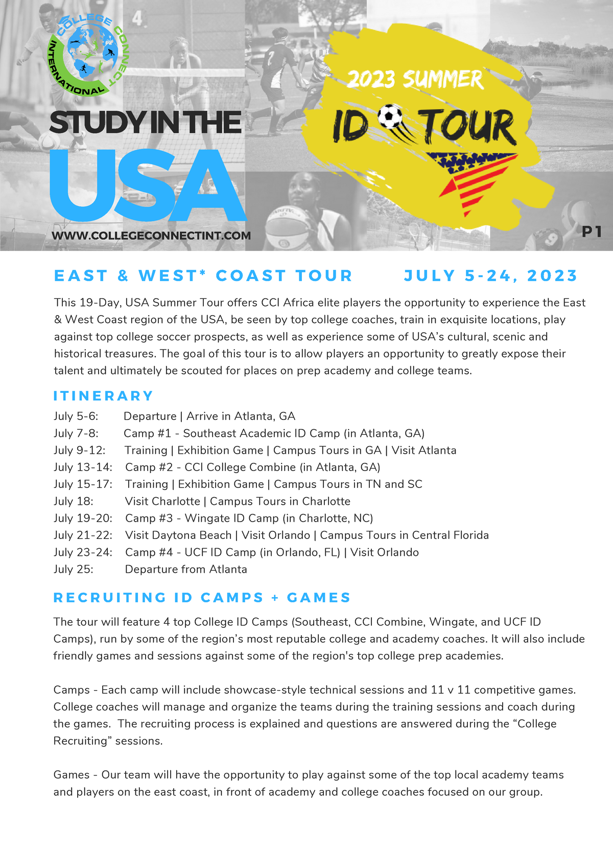 CCI Summer 2023 USA Soccer ID Tour (1) E A S T & W E S T * C O A S T