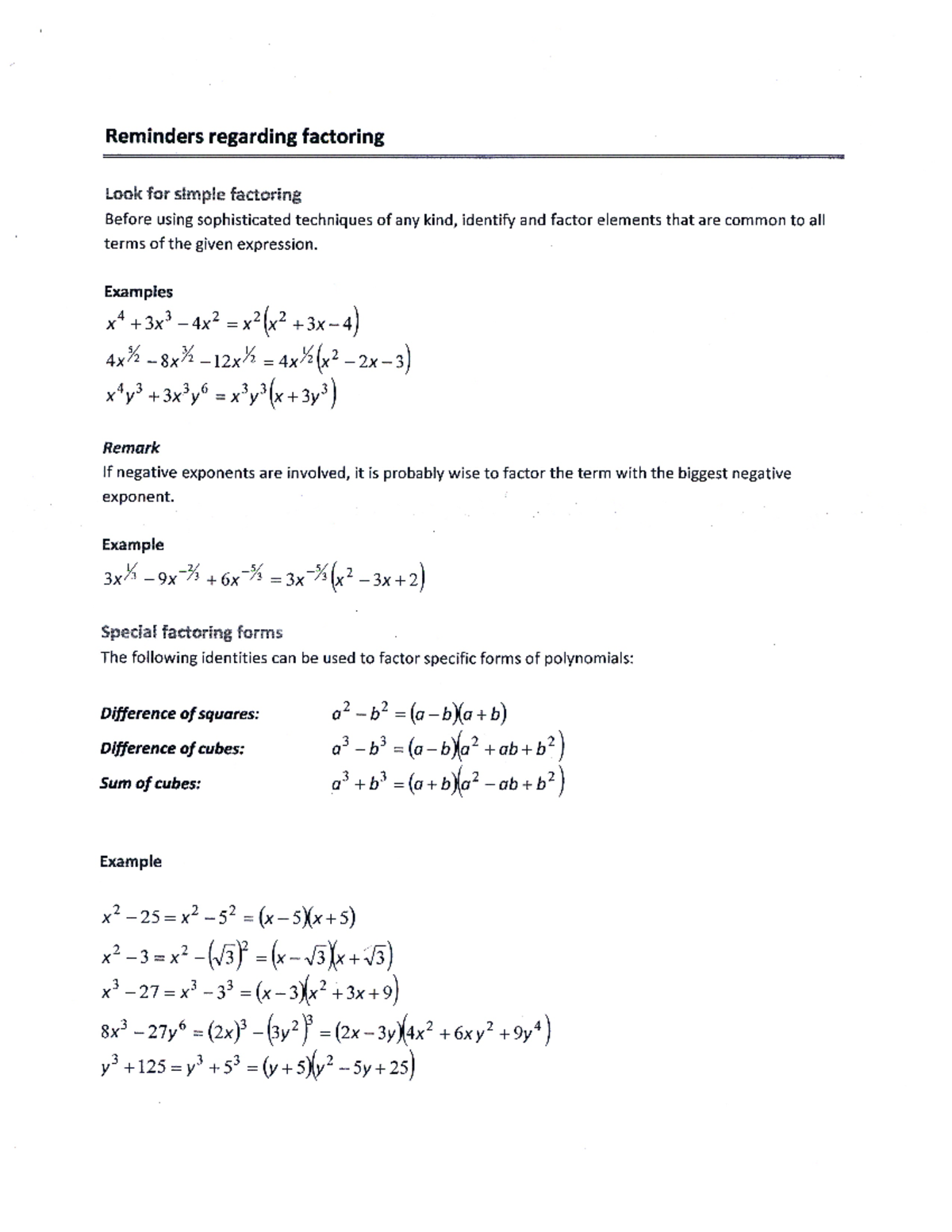 Factoring Notes Review 2018 - 201-NYC - Studocu