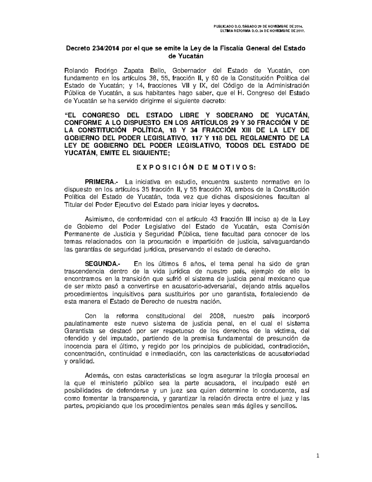 LEY DE LA Fiscalía General DEL Estado - ÚLTIMA REFORMA D. 24 DE ...