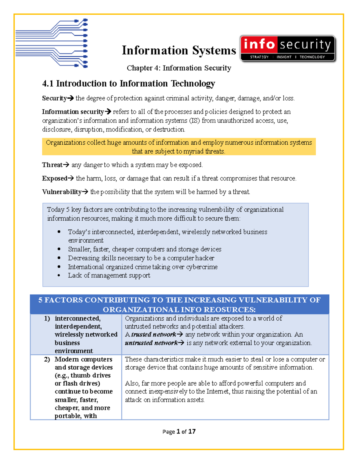 Info Systems Ch 4 Note - Information Systems Chapter 4: Information ...