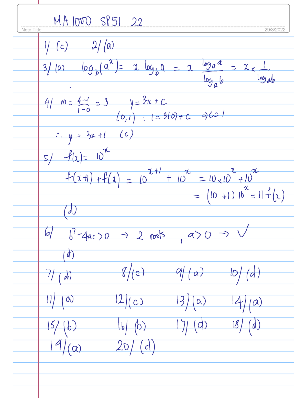 MA1000 Exam SP51 2022 Solution - MA1022 - Studocu