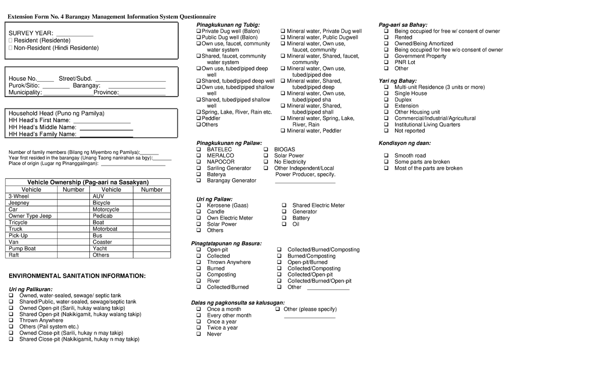 CWTS - NSTP-CWTS ; questionnaire sample - SURVEY YEAR ...