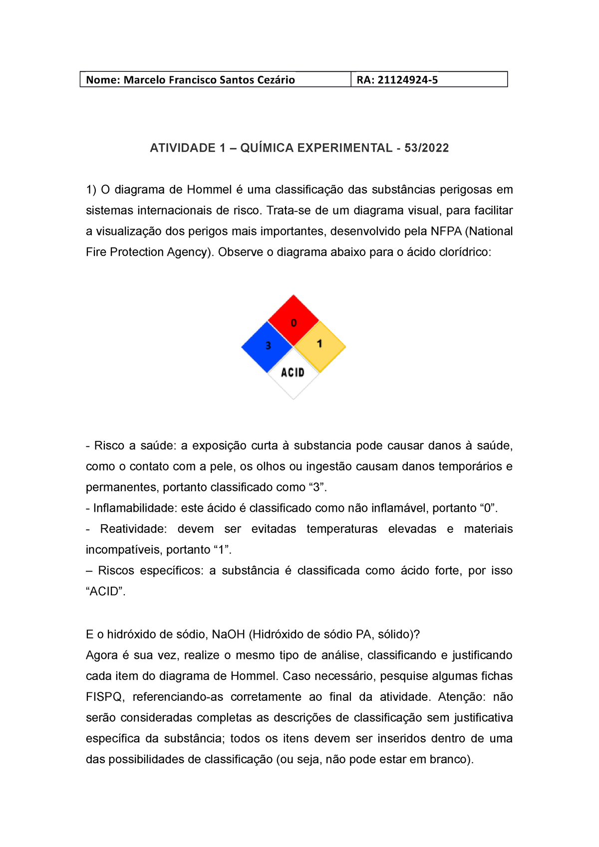 atividade 1 quimica experimental