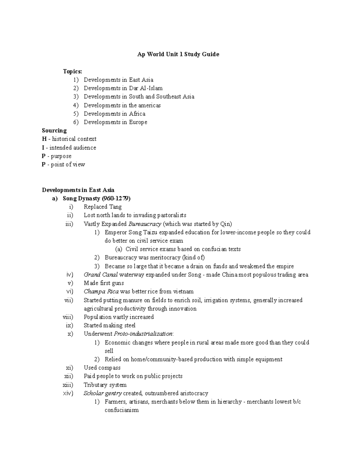 AP World Unit #1 Test Study Guide - Ap World Unit 1 Study Guide Topics ...