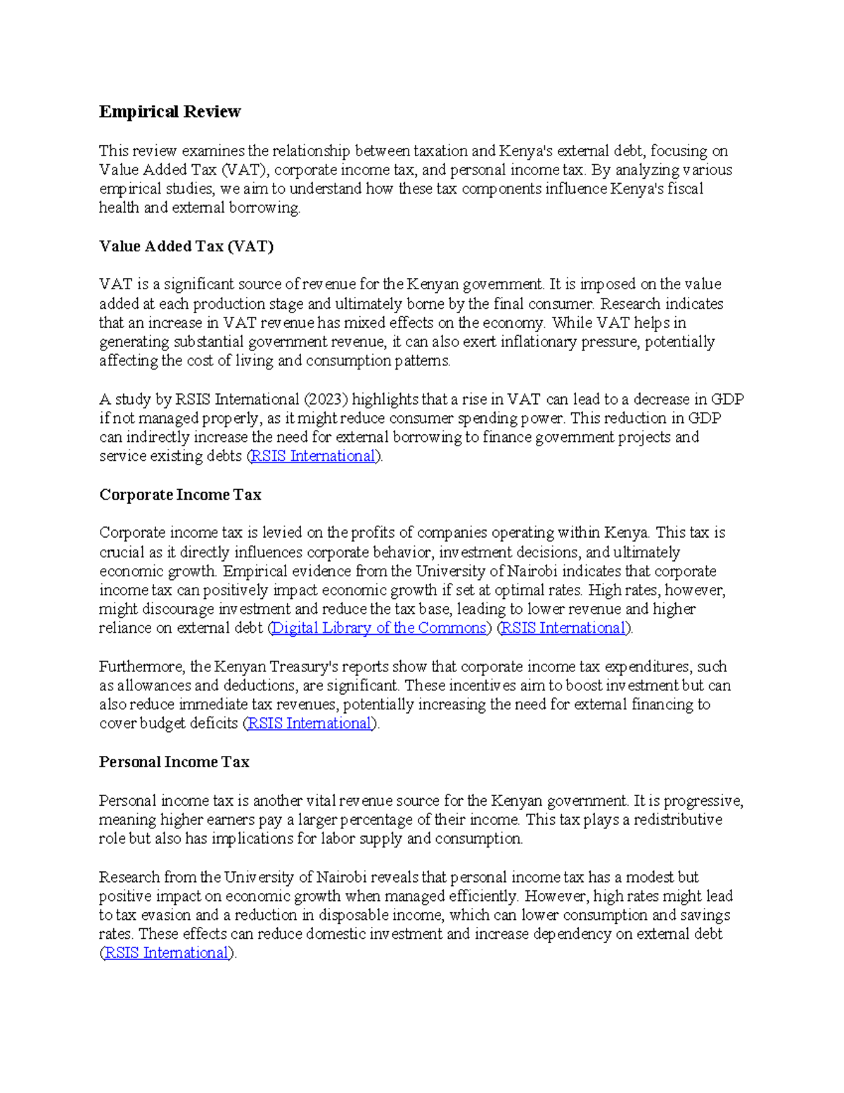 Empirical Review - original format for projects and essays - Empirical ...
