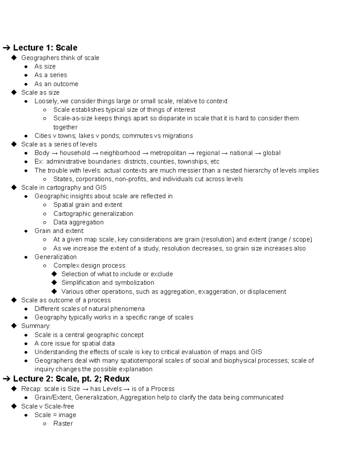 GEOG80 Notes Lecture 1 Scale Geographers think of scale As size As a series As an Studocu