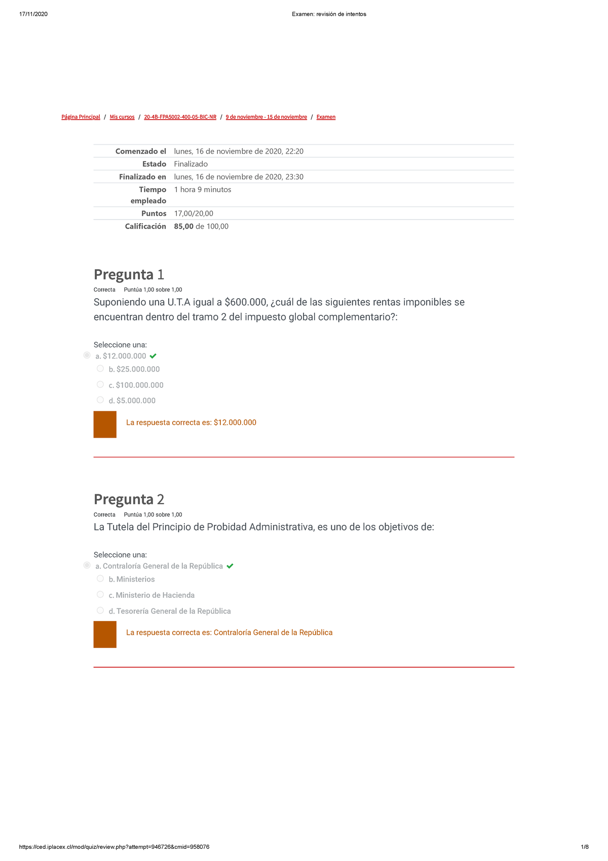 Examen Finanzas Públicas - Página Principal / Mis Cursos / 20-4B ...