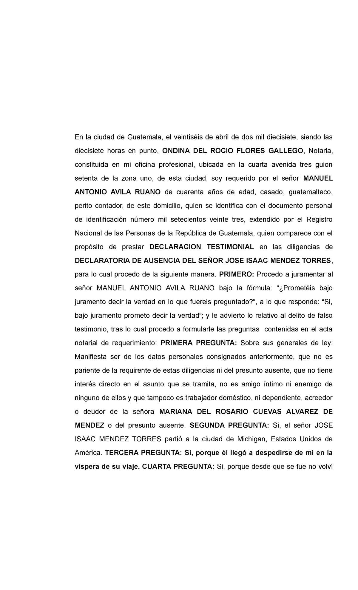 5 Acta De Declaracion De Testigo En La Ciudad De Guatemala El Veintiséis De Abril De Dos Mil 7947