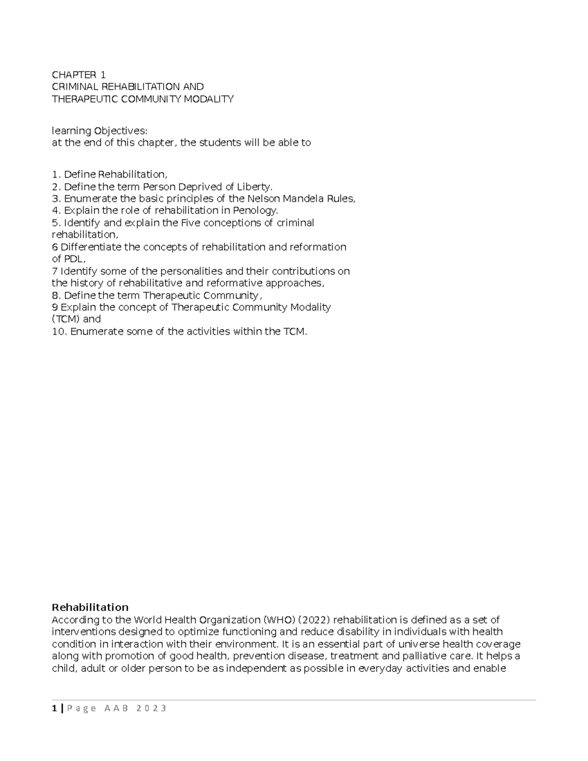CA-3-module - Cor Administraton 3 - CHAPTER 1 CRIMINAL REHABILITATION ...