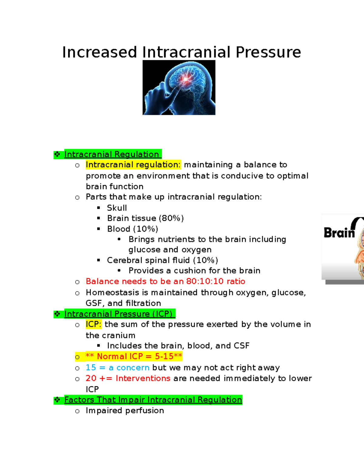 Increased Intracranial Pressure - Increased Intracranial Pressure (ICP ...