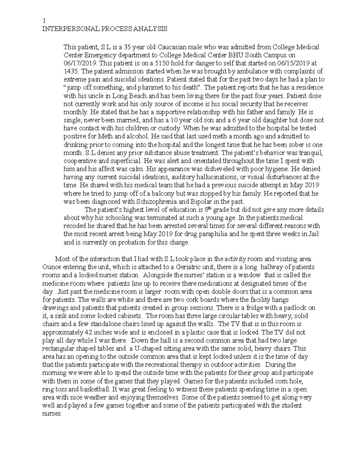 Ipa Example - Interpersonal Process Analysis This Patient, S Is A 35 