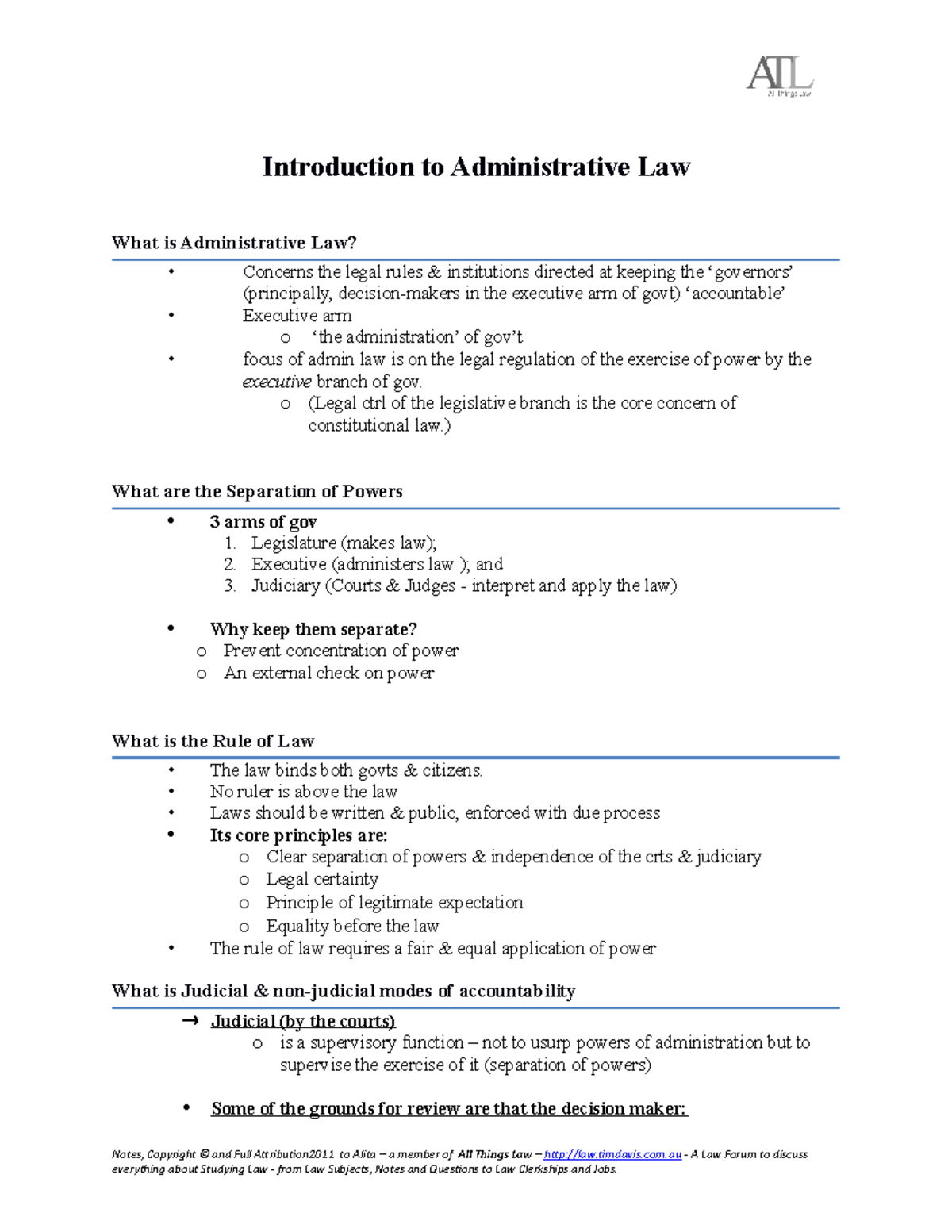 Administrative-Notes-Alita - Introduction To Administrative Law What Is ...