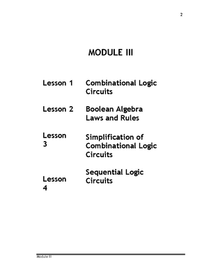 ITAS 103 Module 4 - Digital Electronics - 2 Module IV MODULE IV Lesson ...