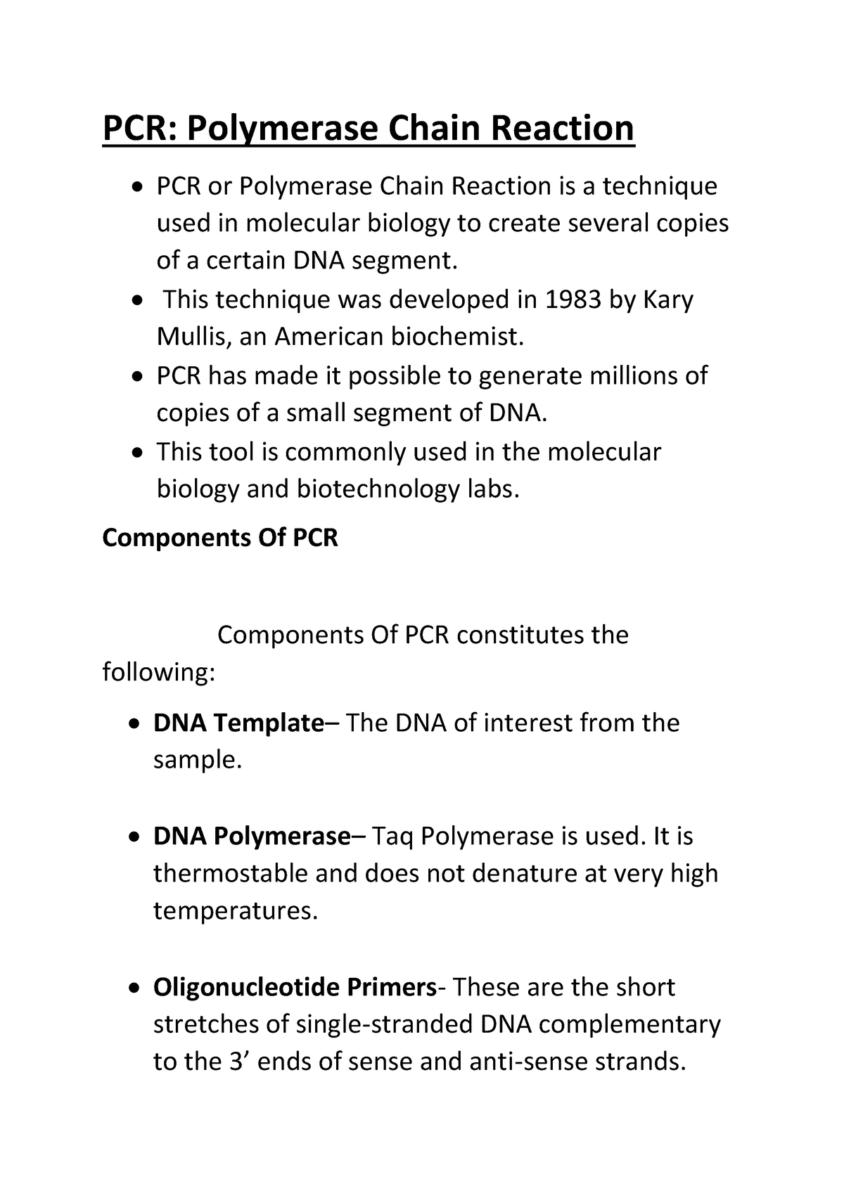 Polymerase Chain Reaction - This Technique Was Developed In 1983 By ...