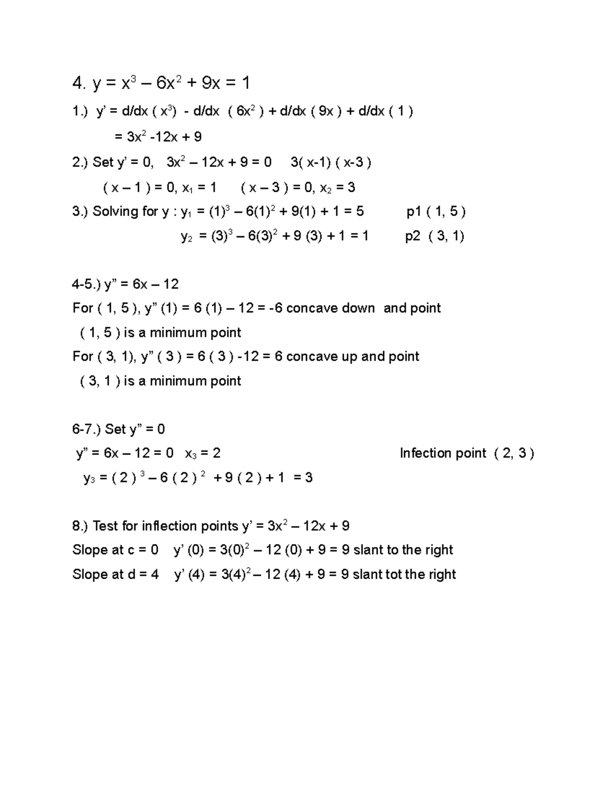 4 Math01 Differential Equation 4 Y X 3 6x 2 9x 1 1 Y D Dx X 3 D Dx 6x 2 Studocu