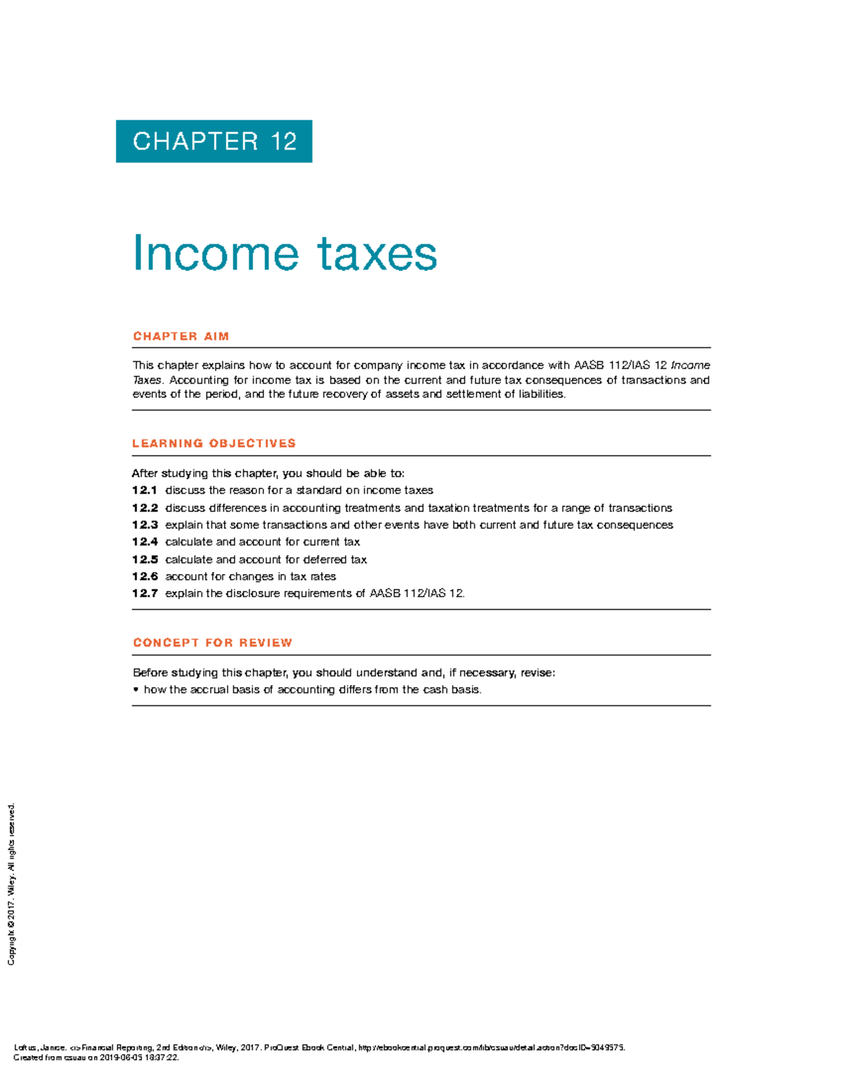 ( Chapter 12 Income Taxes) - CHAPTER 12 ####### CONCEPT FOR REVIEW ...