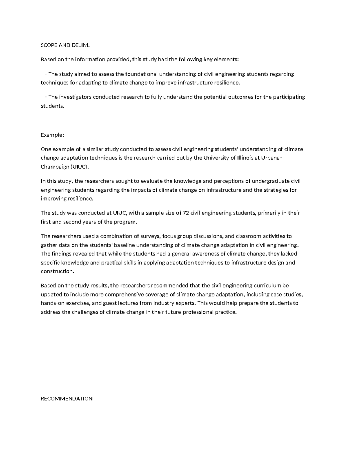 Script - SCOPE AND DELIM. Based on the information provided, this study ...