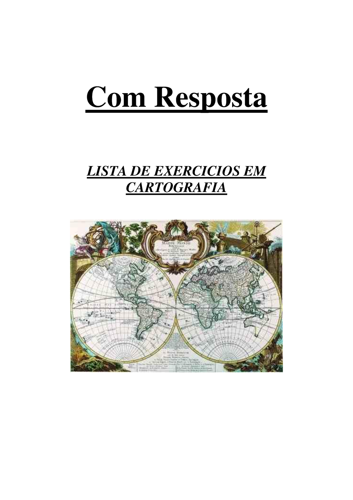 1 EX Cartog Resposta - Com Resposta LISTA DE EXERCICIOS EM CARTOGRAFIA ...