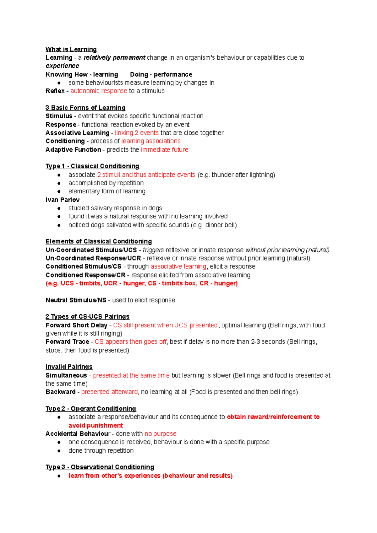 Chapter 6 - Learning - What is Learning Learning a relatively permanent ...