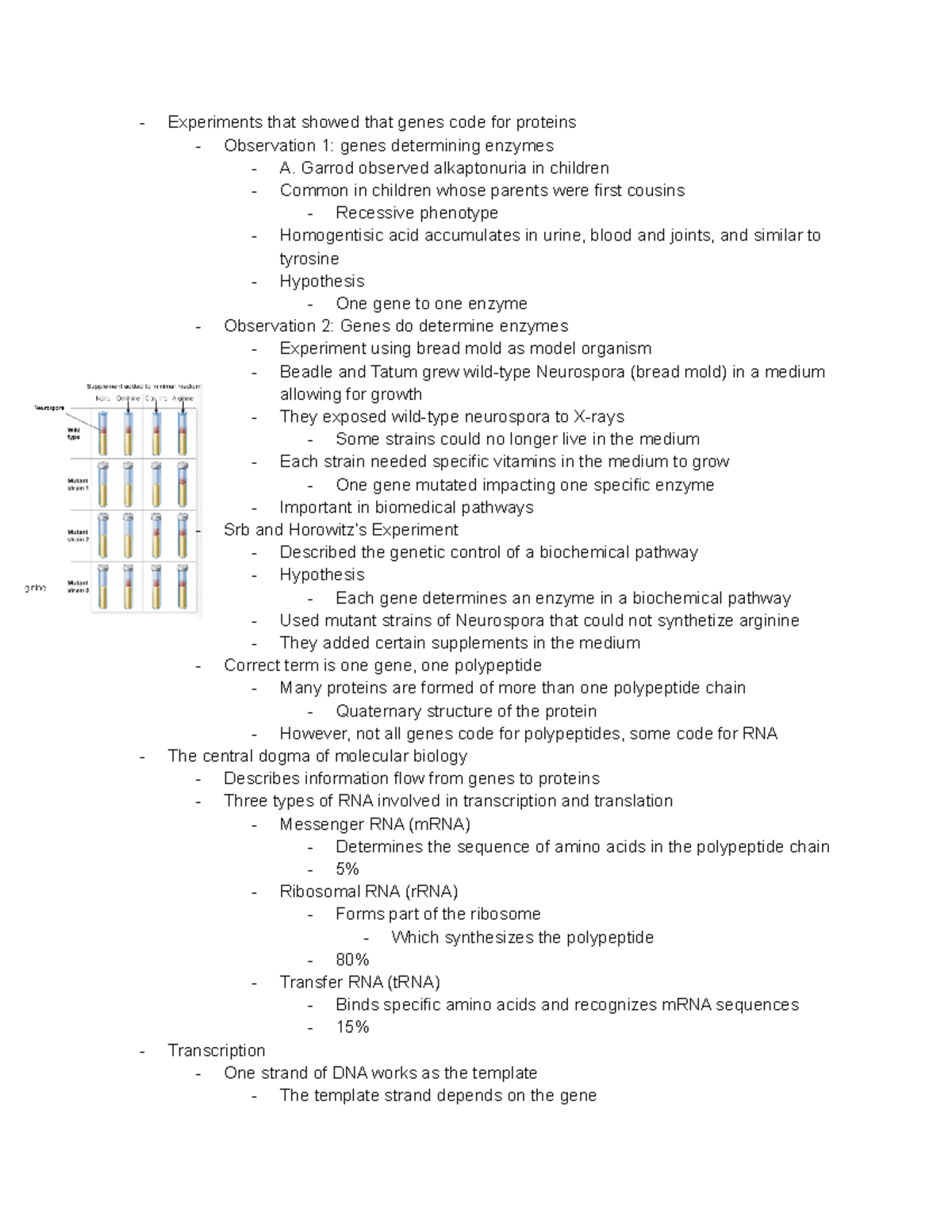 Experiments of DNA replication Experiments that showed that genes