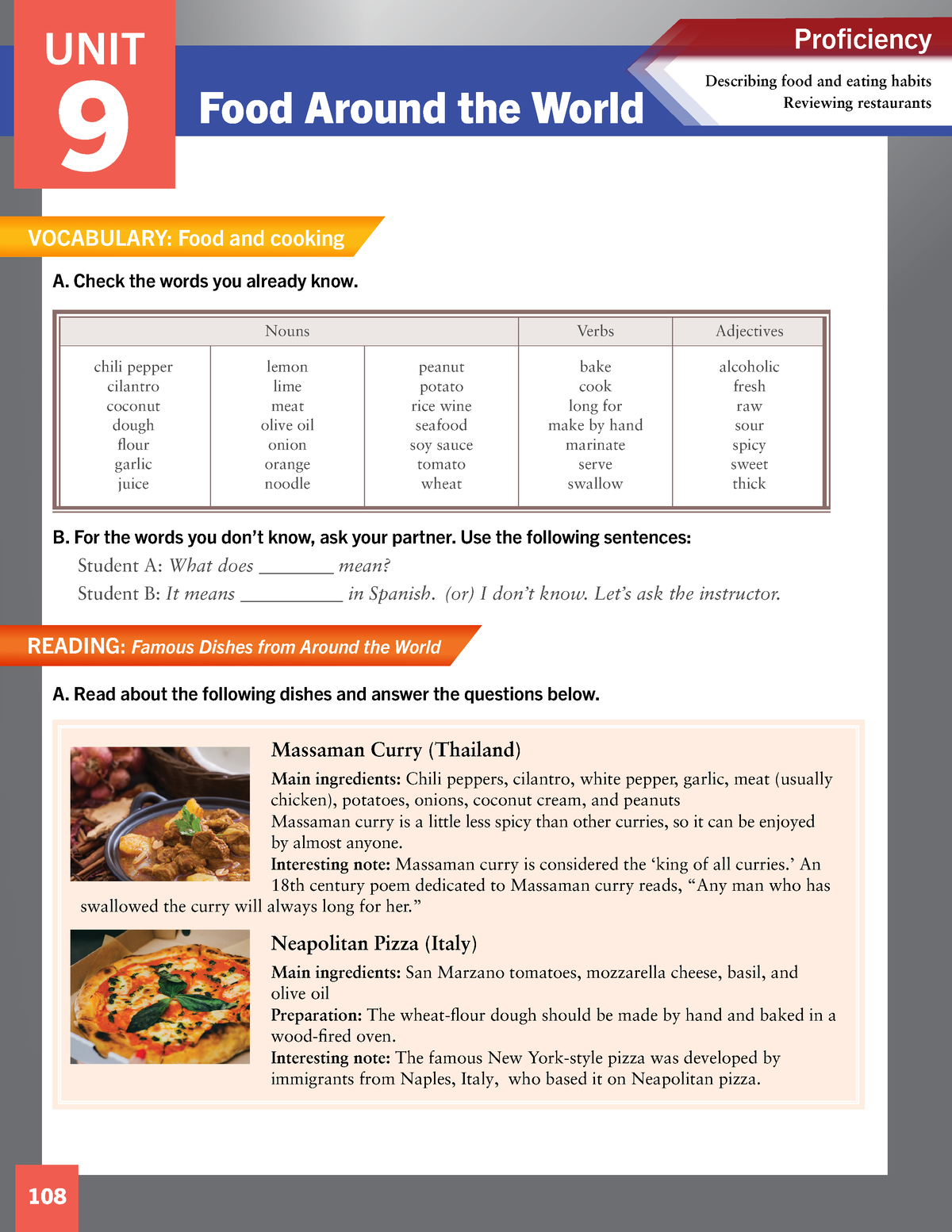 Sesion 9 - Ingles Basico - Unit 9 Food Around The World A. Check The 