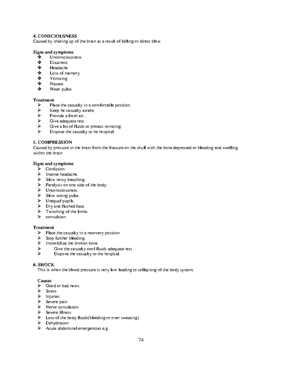 Physical Education-20 - 74 CONSCIOUSNESS Caused by shaking up of the ...