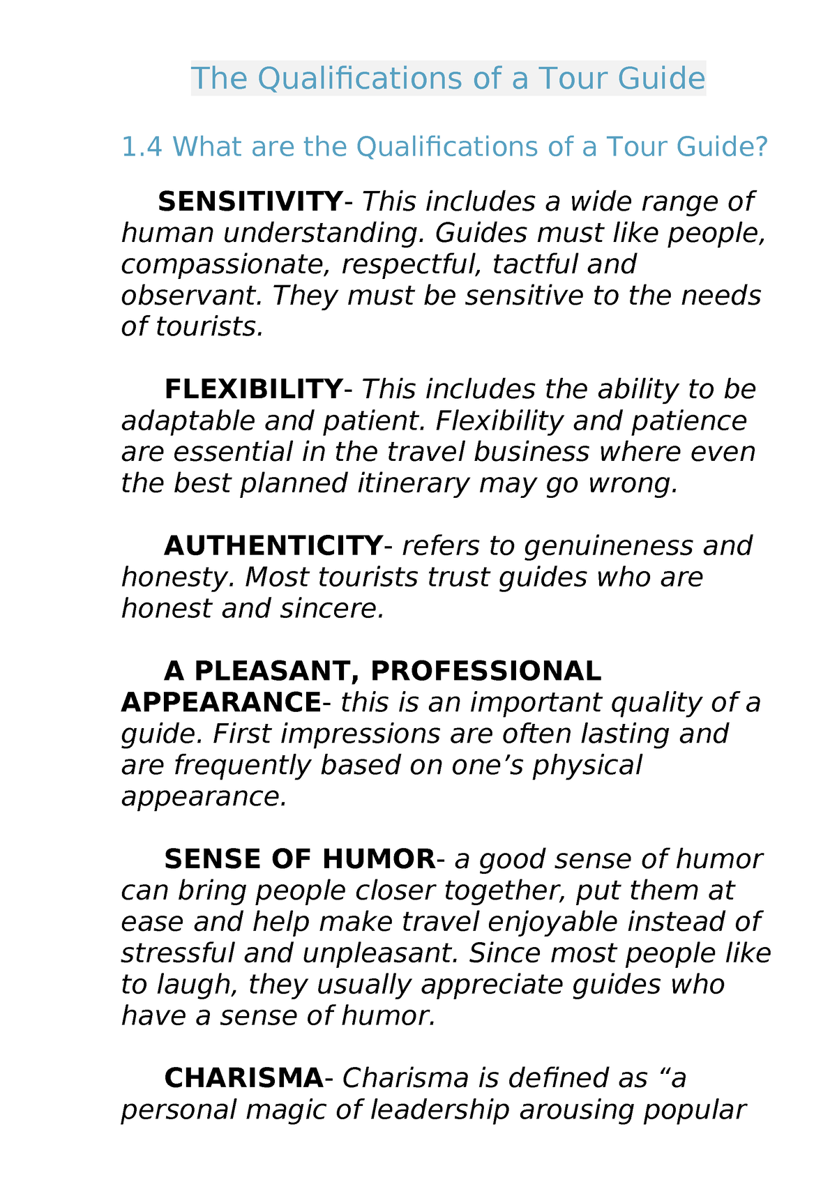 The Qualifications of a Tour Guide - Guides must like people ...