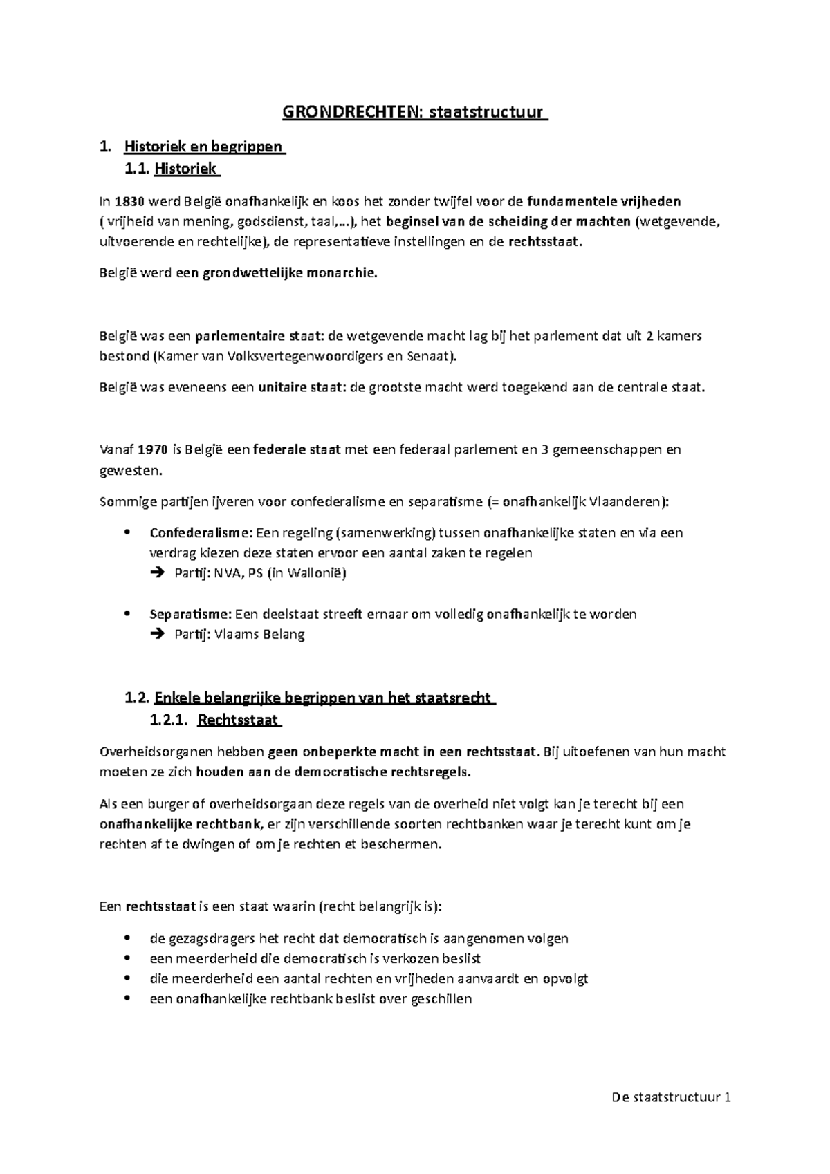 Samenvatting Hoofdstuk 2 Staatsstructuur - GRONDRECHTEN: Staatstructuur ...