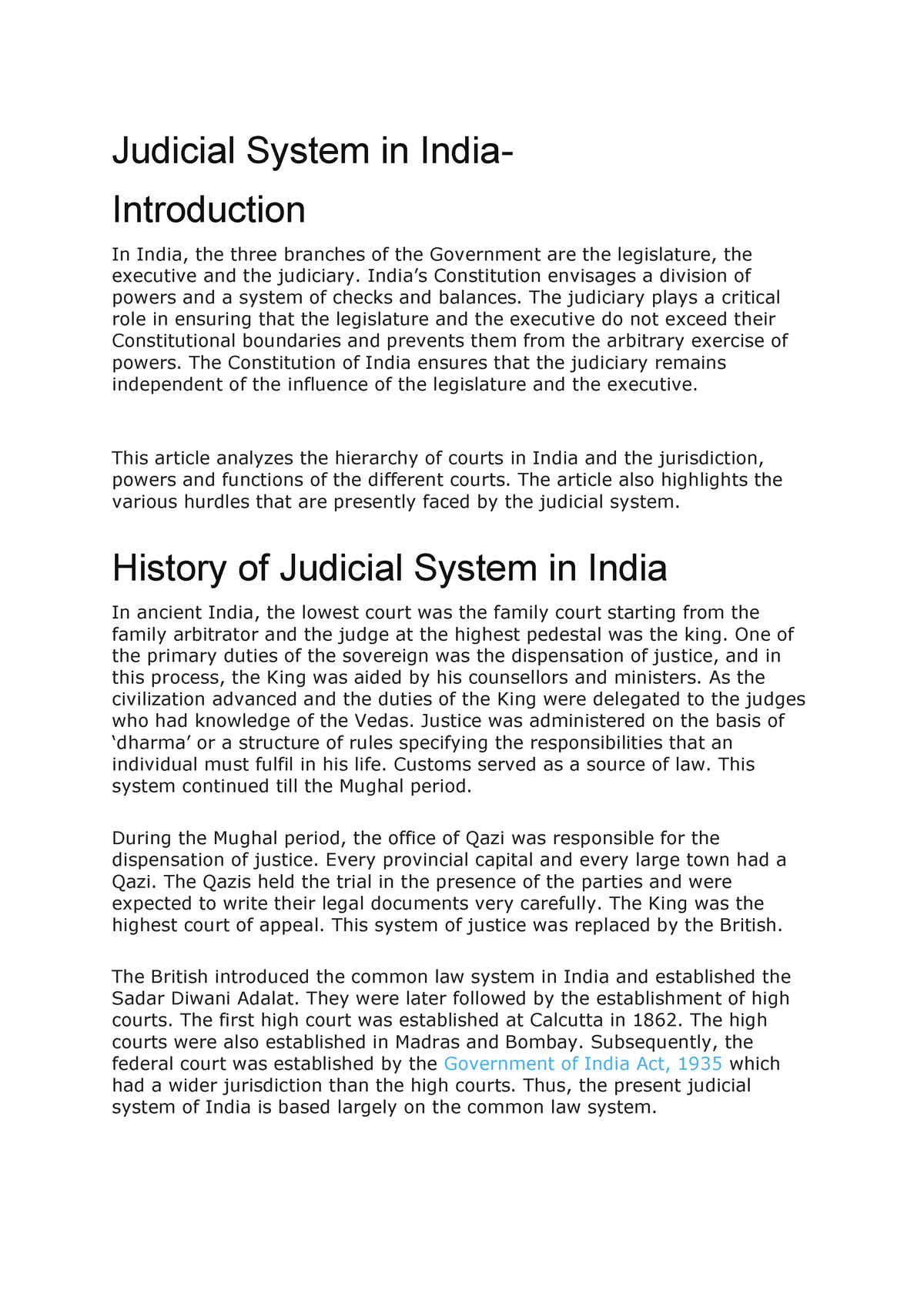 judicial system in india research paper